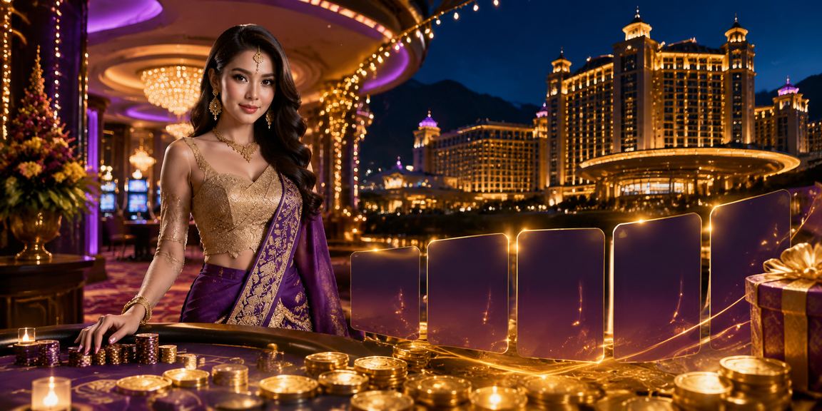 Suasana permainan slot malam di Genting Highlands dengan tema hiburan Malaysia